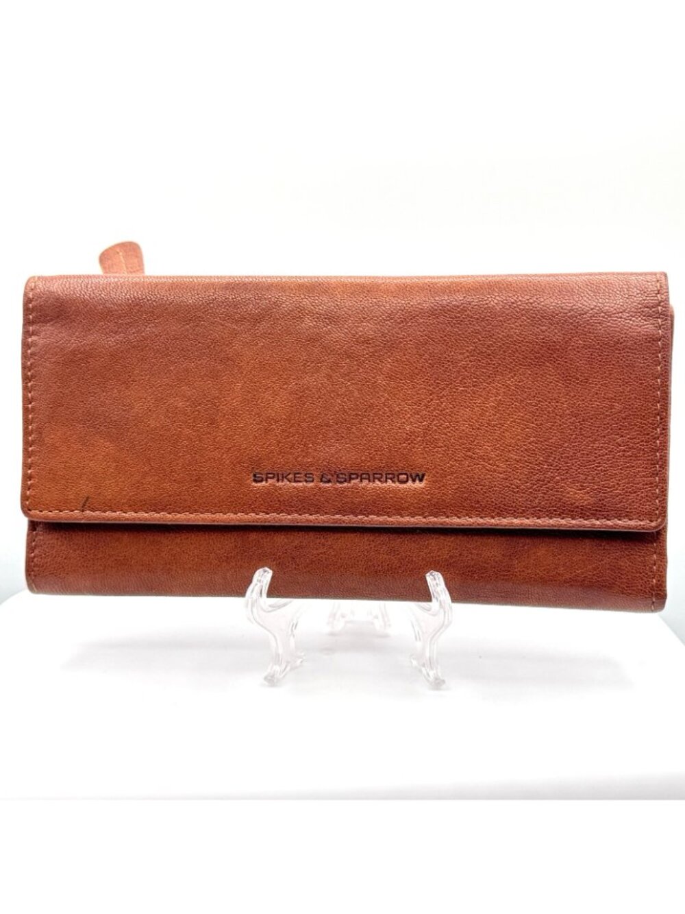 Spikes & Sparrow Genuine Leather Camel Color Wallet Tri-Fold RFID CC Protection - Picture 3 of 16